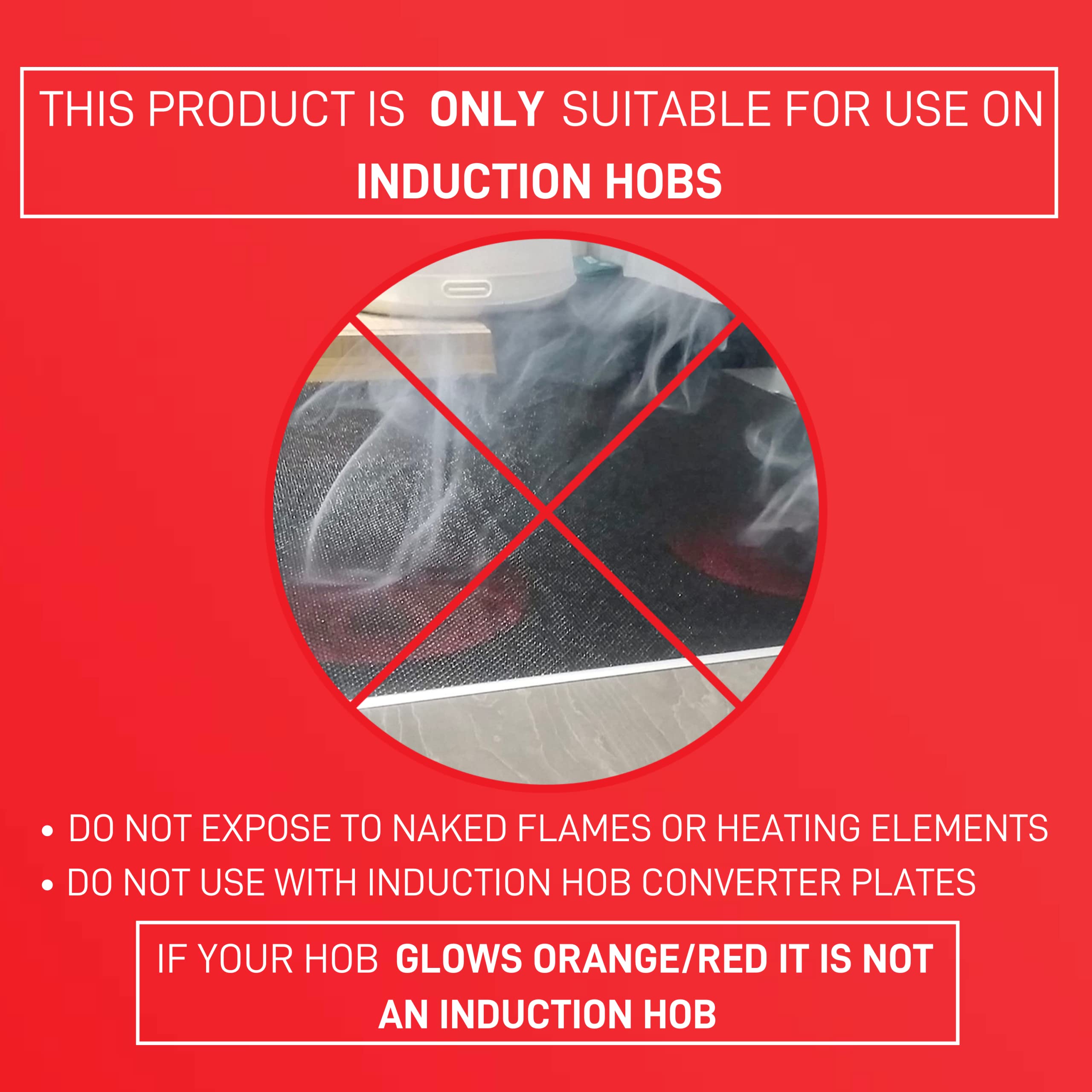 Bake-O-Glide Edged Induction Hob Protector | Black Silicone Mat | 590x520mm