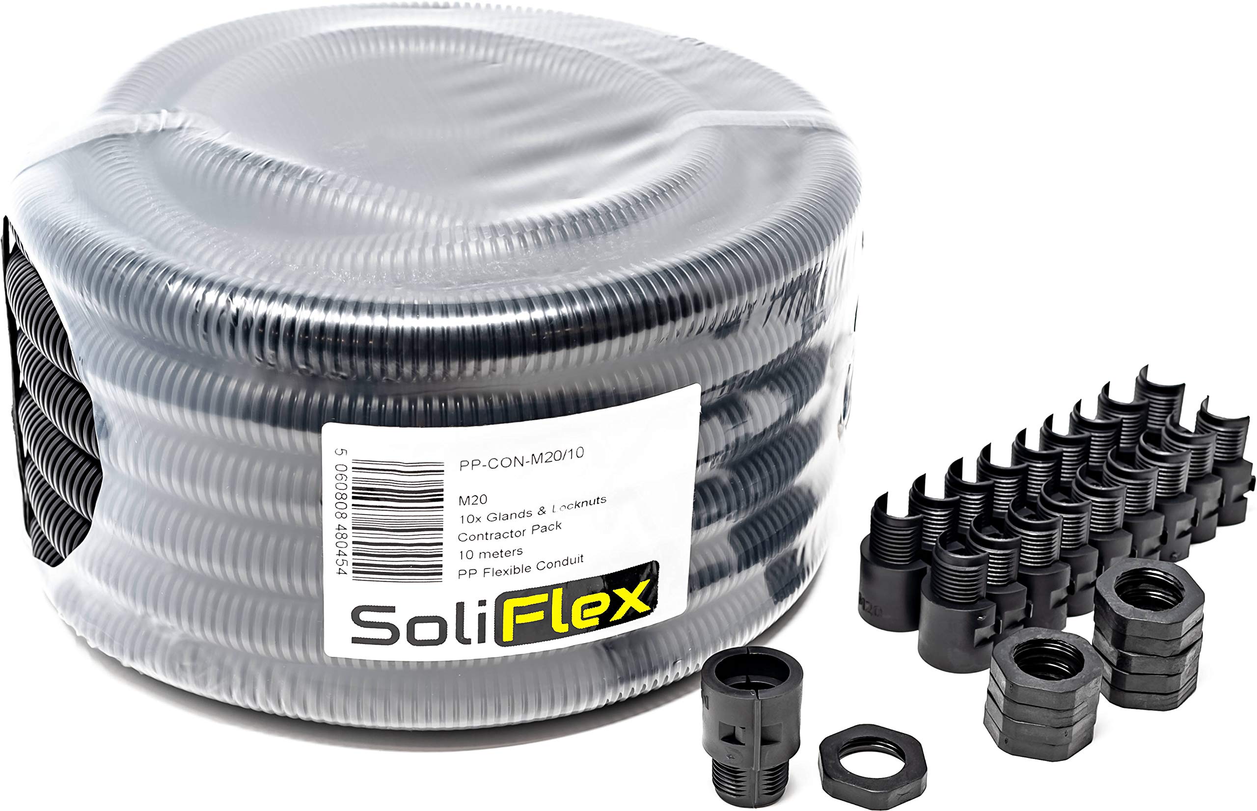 SoliFlex Flexible Conduit 10M Coil with 10 M20 Fittings