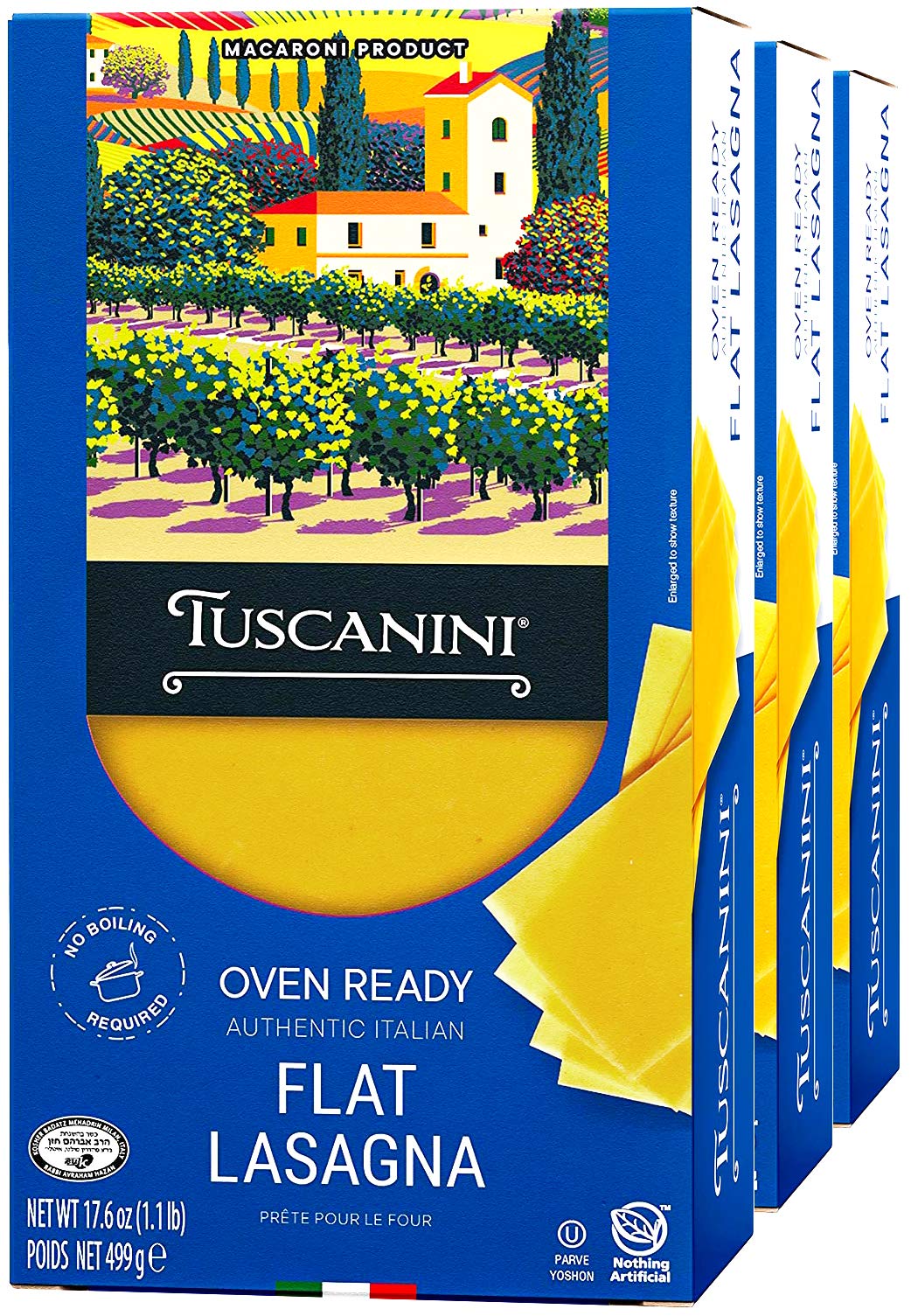 Tuscanini Oven Ready Italian Lasagna Sheets - Durum Wheat (Pack of 3)