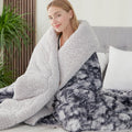 CHOSHOME Sherpa Fleece Throw Blanket – Dark Grey Tie-Dye Fuzzy Bedspread