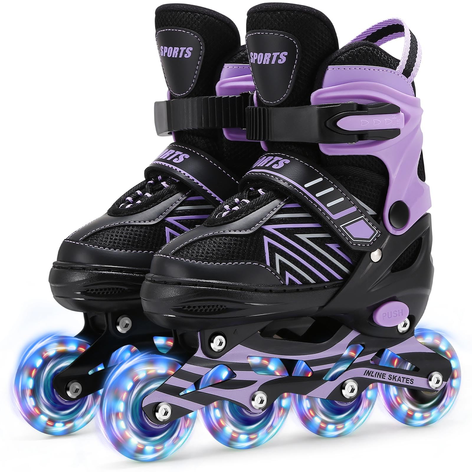 Jolof Store Kids Adjustable Inline Skates with Light Up Wheels - Small