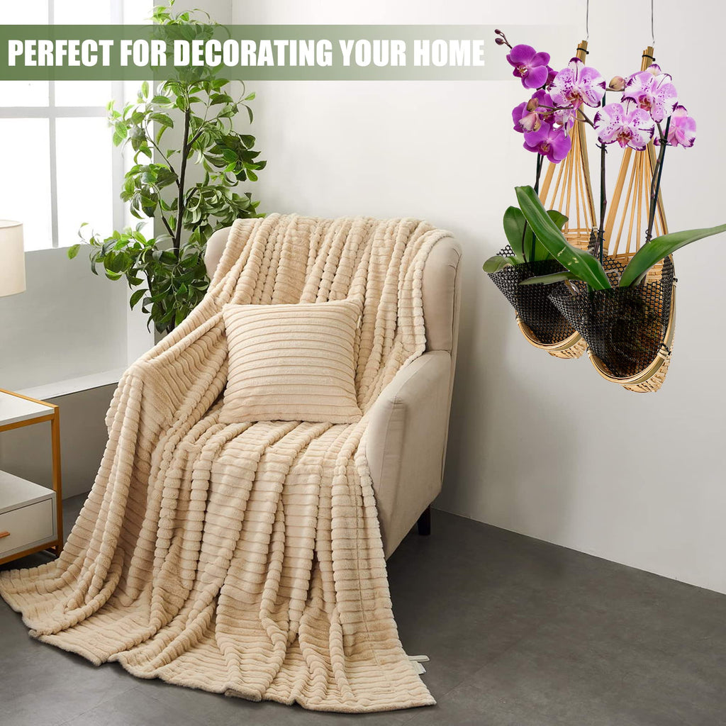 Lanccona 5-Inch Bamboo Orchid Hanging Planter – 6 Pack Hand-Woven Baskets