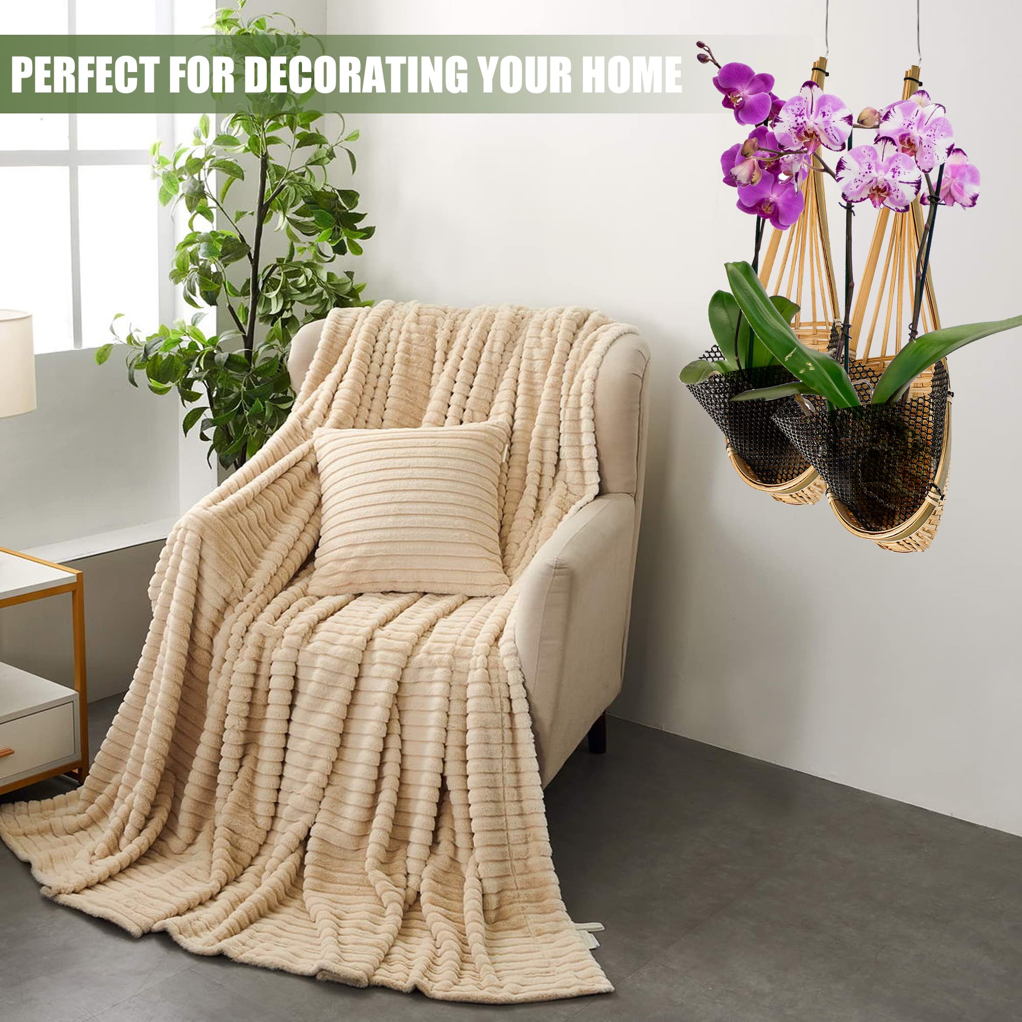 Lanccona 5-Inch Bamboo Orchid Hanging Planter – 6 Pack Hand-Woven Baskets