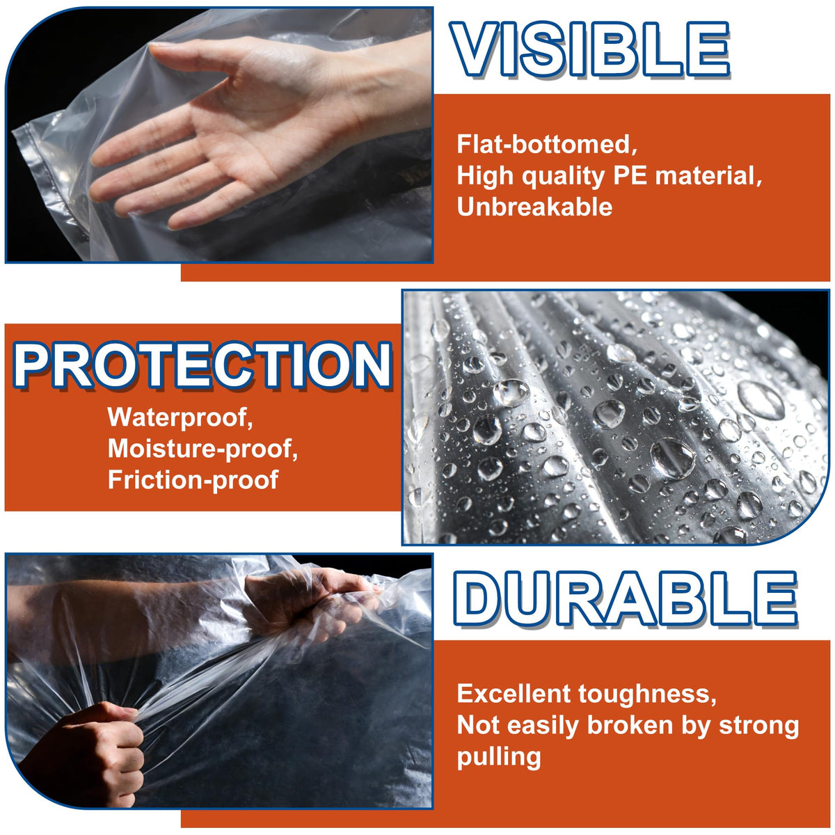5-Pack Jumbo 100x150cm Clear Plastic Storage Bags with Ties, 2 Mil Heavy-Duty Protection for Oversized Items, Car Seats, Strollers, Suitcases - image 3