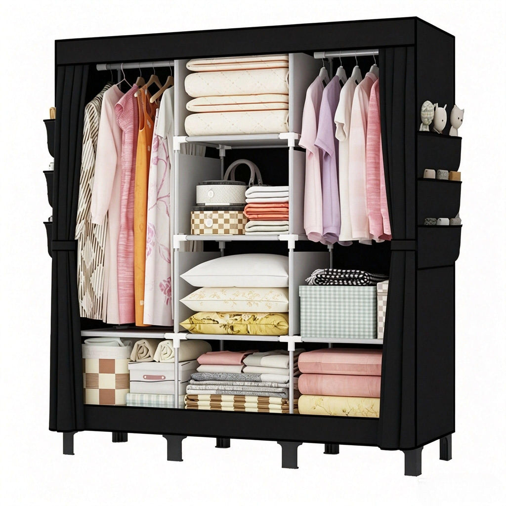 lishbie Portable Fabric Wardrobe,130x45x172cm Foldable Storage Closet - image 1