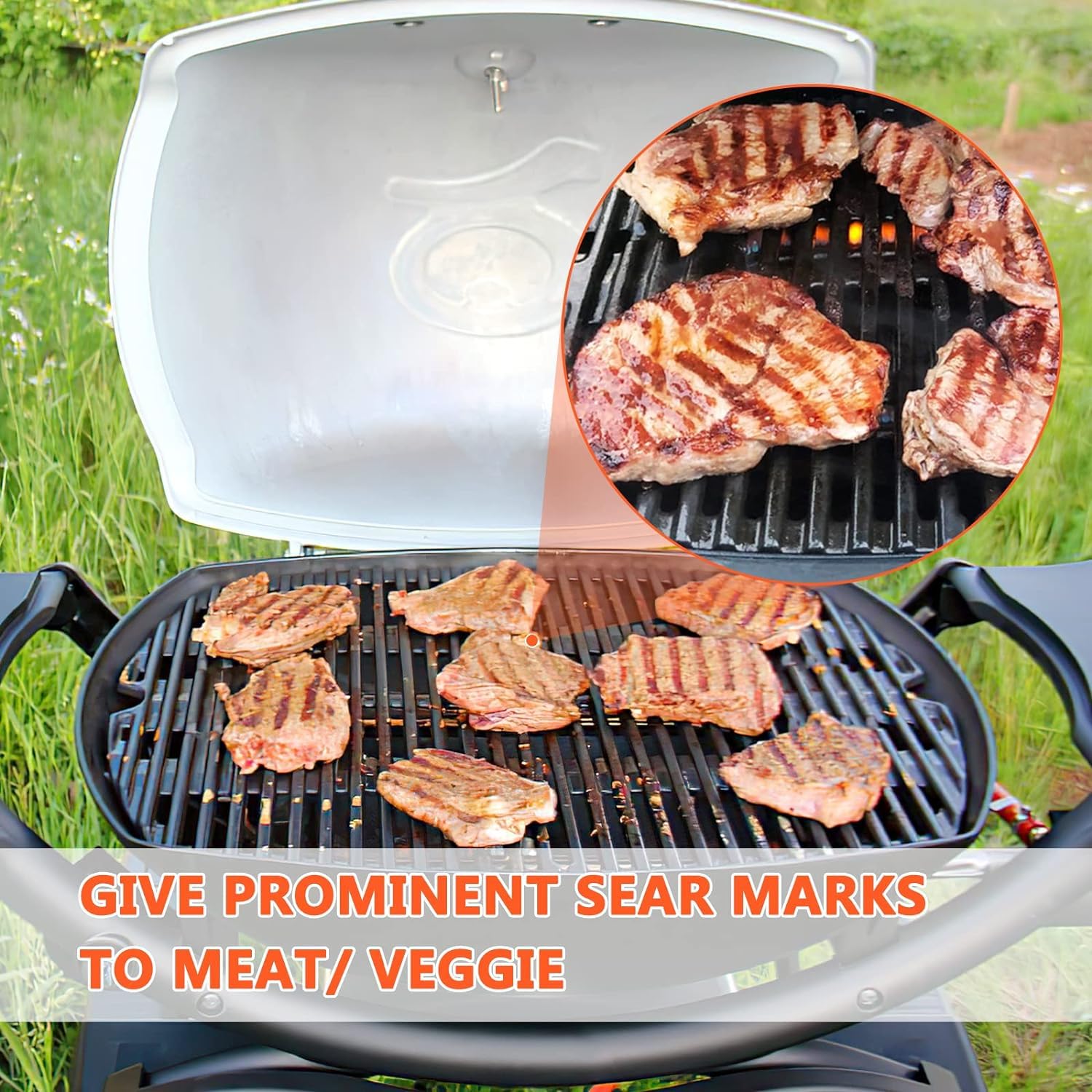 GFTIME Cast Iron Cooking Grates for Weber Q200 Q2000 Series | 7645