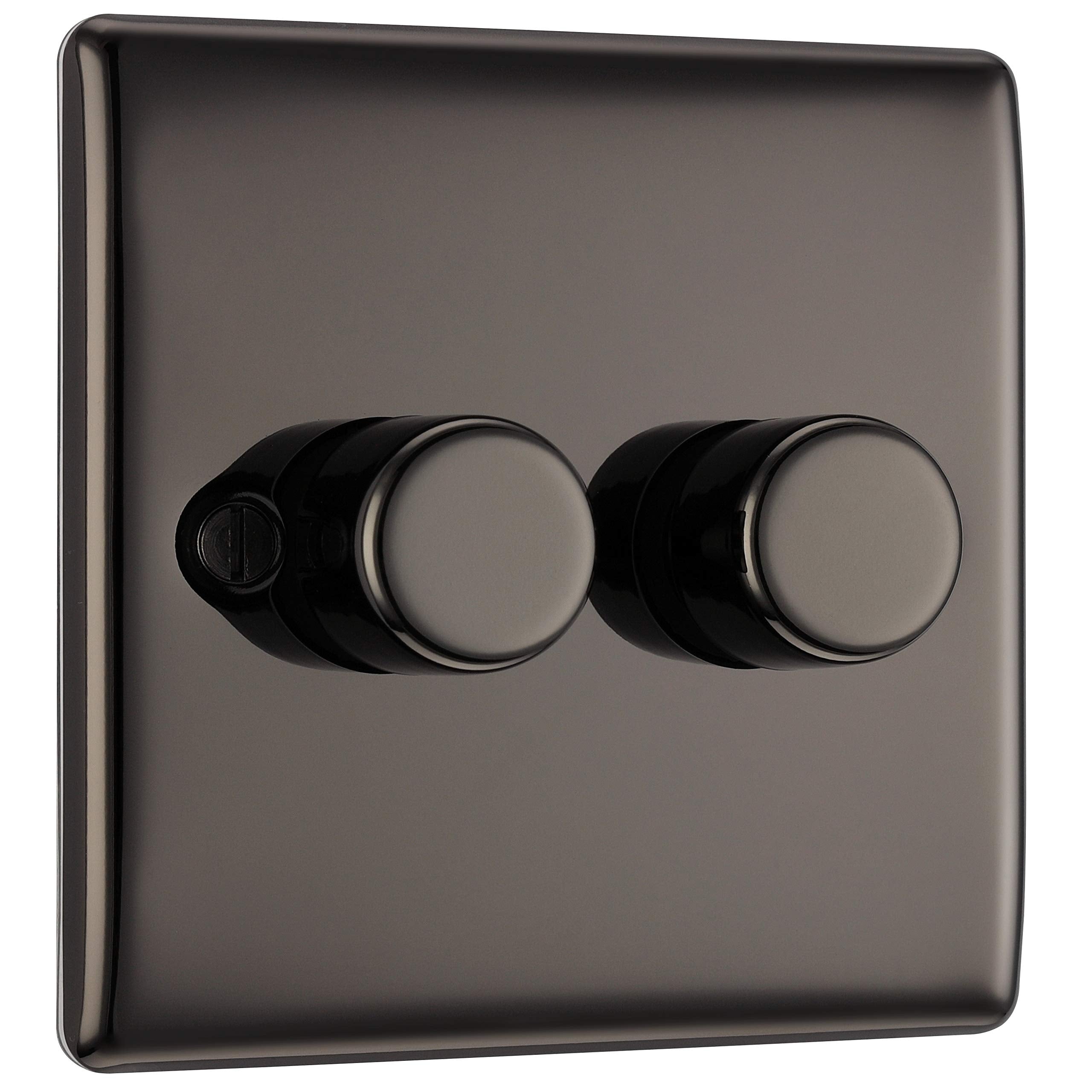 BG Electrical 2-Way Double Dimmer Switch | Black Nickel Metal, 200W