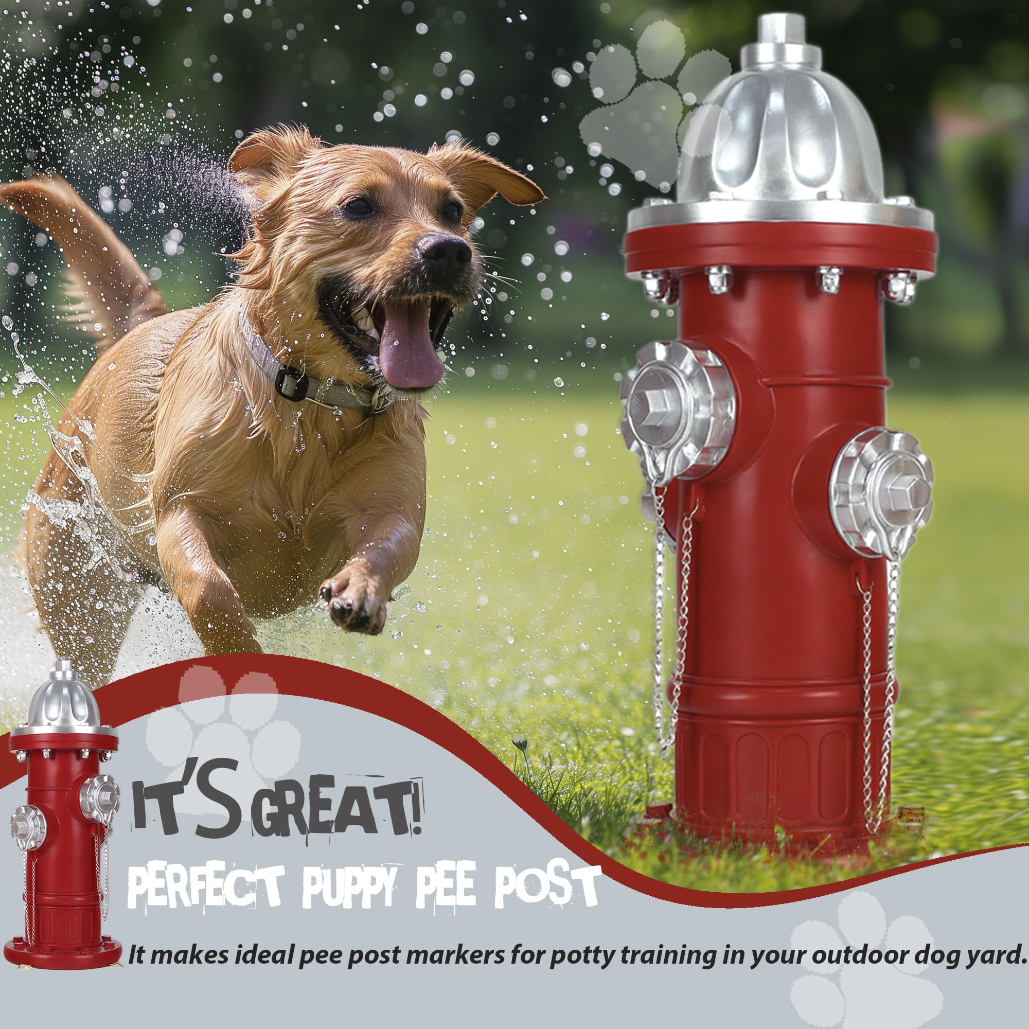 Prefdo Dog Fire Hydrant Pee Post – 14.5" Resin Puppy Training Statue