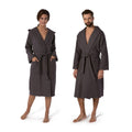 möve Piquée Hooded Bathrobe – 100% Cotton Lightweight Robe, Graphite, XL