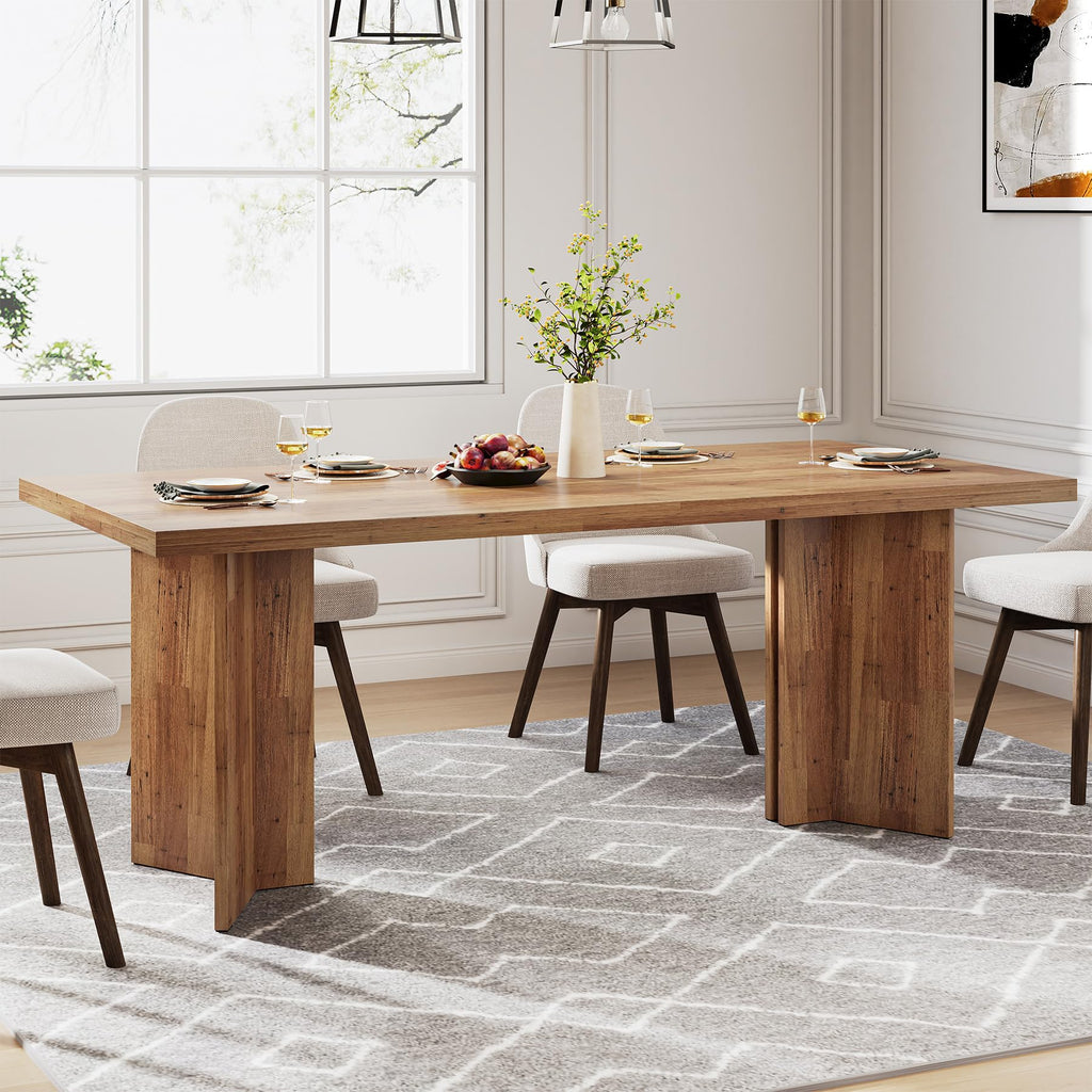 Tribesigns 63-inch Dining Table for 4-6, Farmhouse Kitchen Table with Large Tabletop, Rectangular Dinner Eating Table for Dining Room, Living Room - image 4
