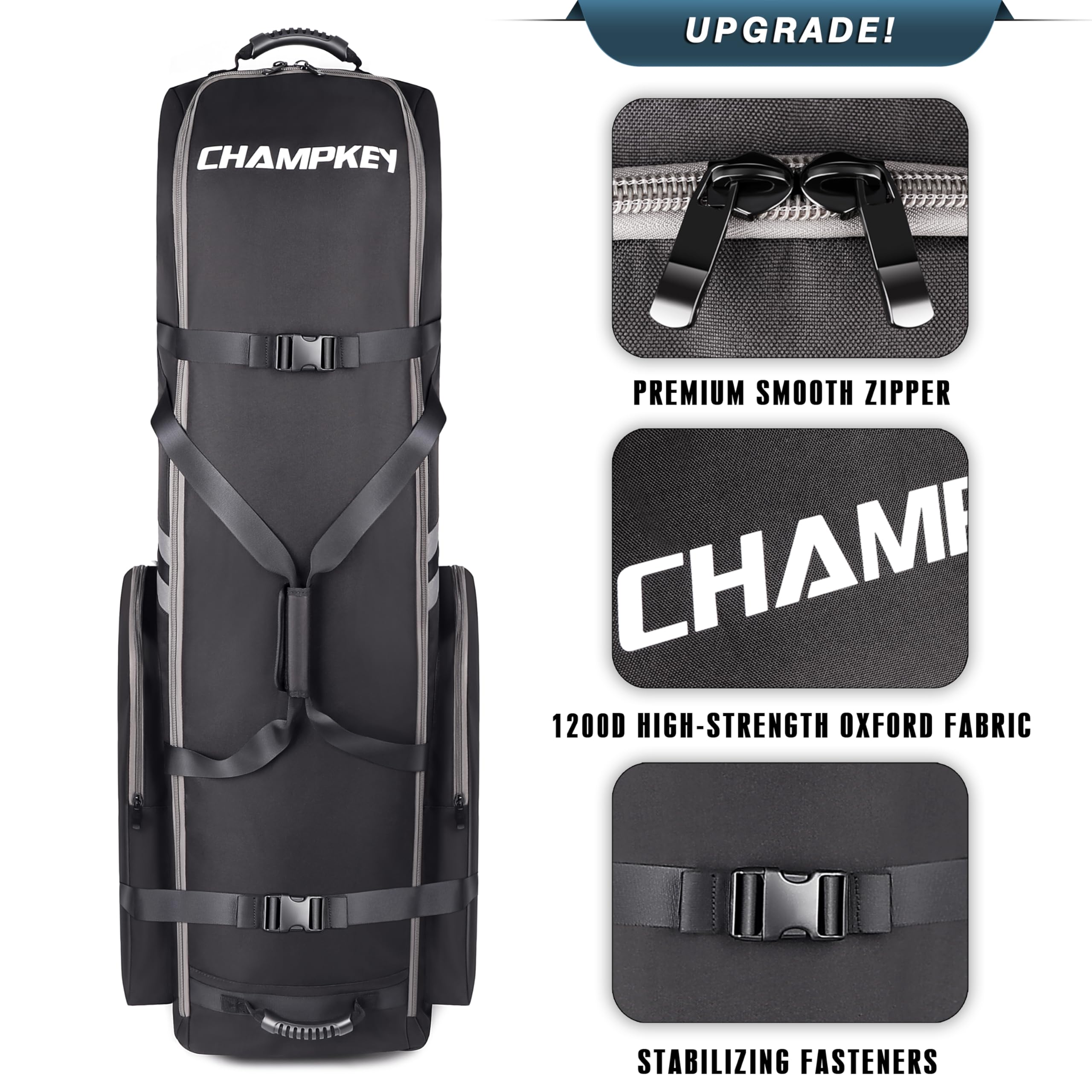 CHAMPKEY 1.0 Golf Travel Bag - 1200D Oxford Fabric with Support Rod