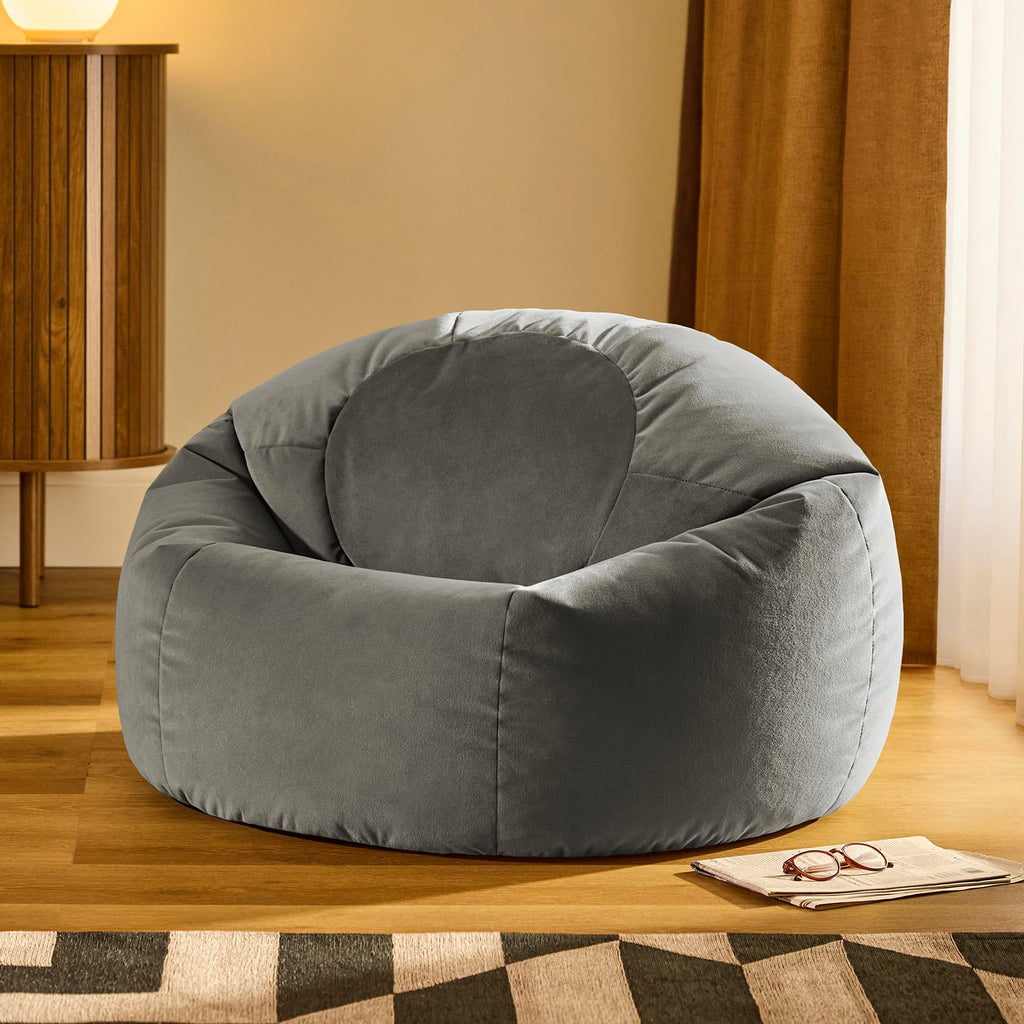 icon Kingston Velvet Bean Bag with Filling Included, Grey - image 3