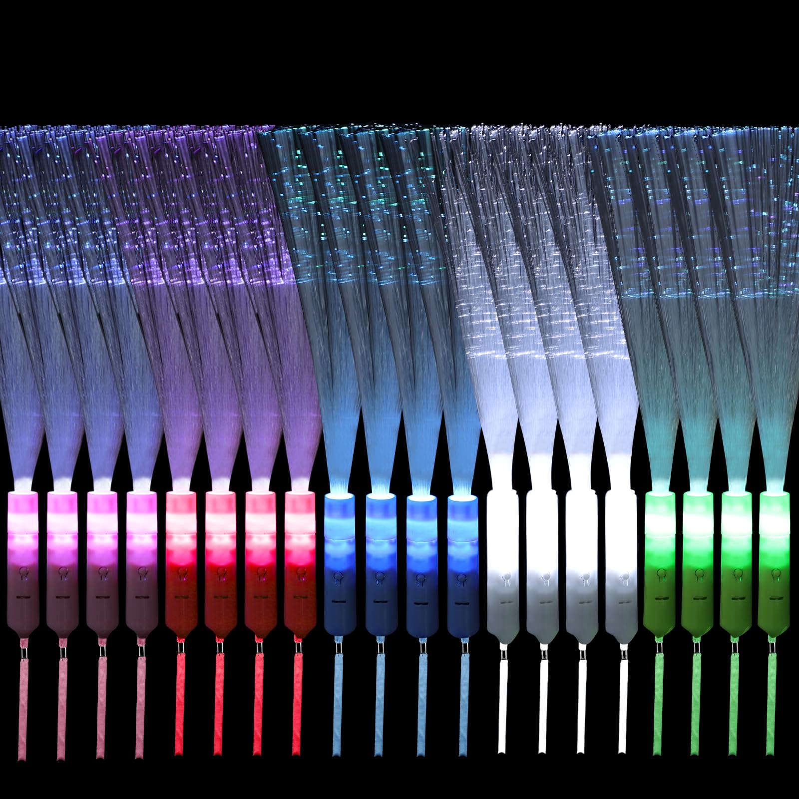 Jolof Store Fiber Optic Wands – 20Pcs 3-Mode LED Glow Sticks for Parties