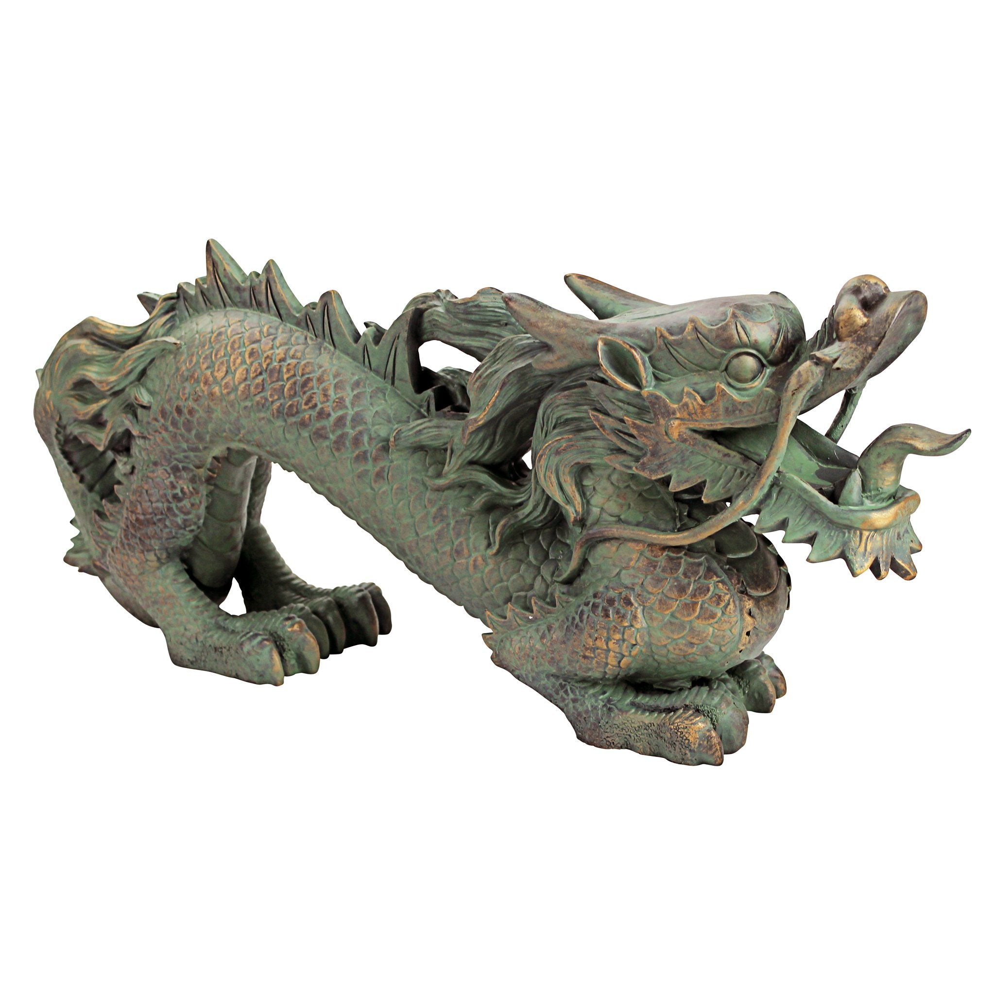 Design Toscano Asian Dragon Garden Statue – Bronze Verdigris Polyresin