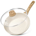 Michelangelo 26cm Nonstick Frying Pan with Lid | White Granite Stone
