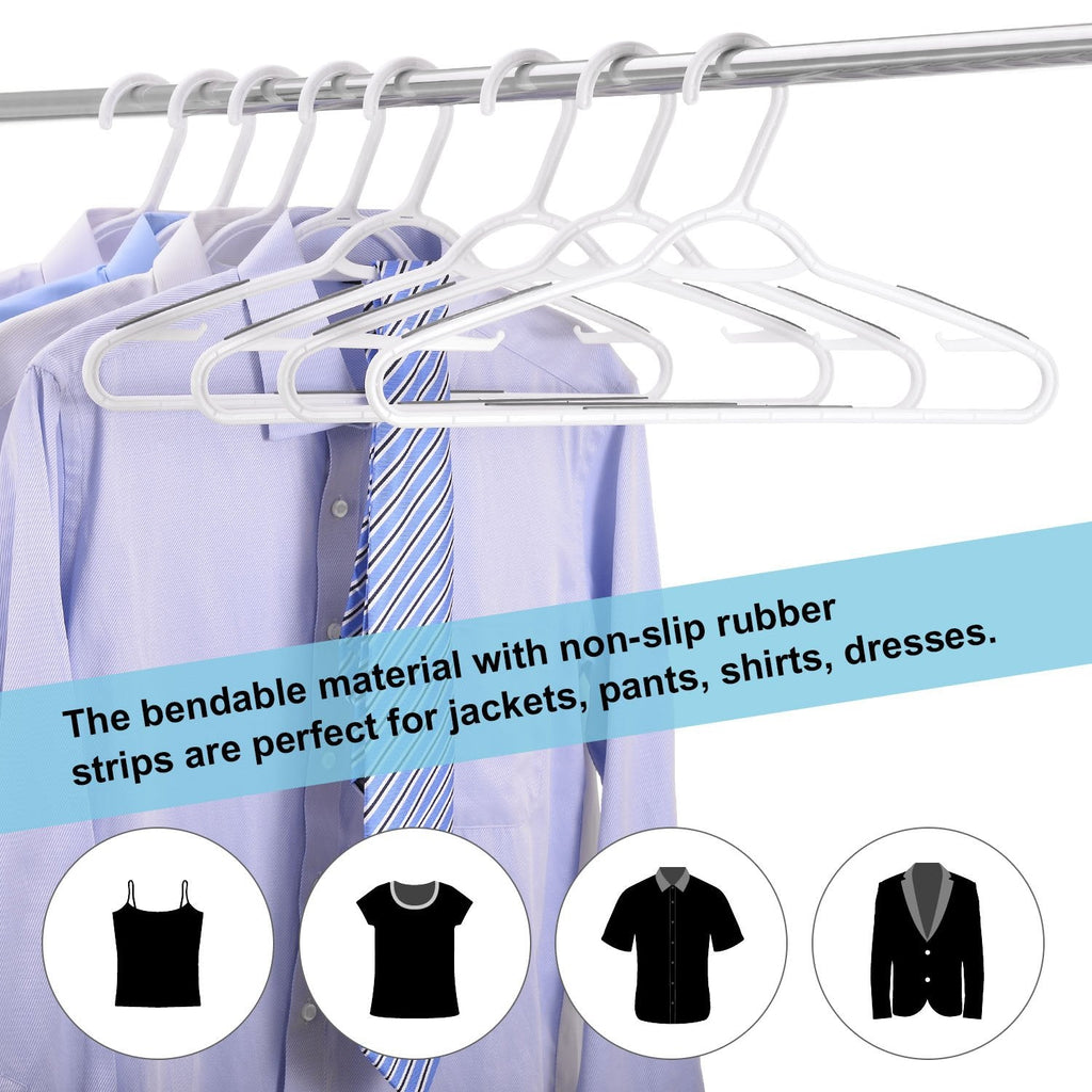 30 Pack Bendable Plastic Hangers Light-Weight Non-Slip Clothes/Suit HangersGrey