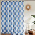 Blue Checkerboard Shower Curtain – Retro Waterproof Polyester