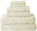Amrapur 6-Piece Cotton Towel Set | Medallion Jacquard 500GSM Ivory