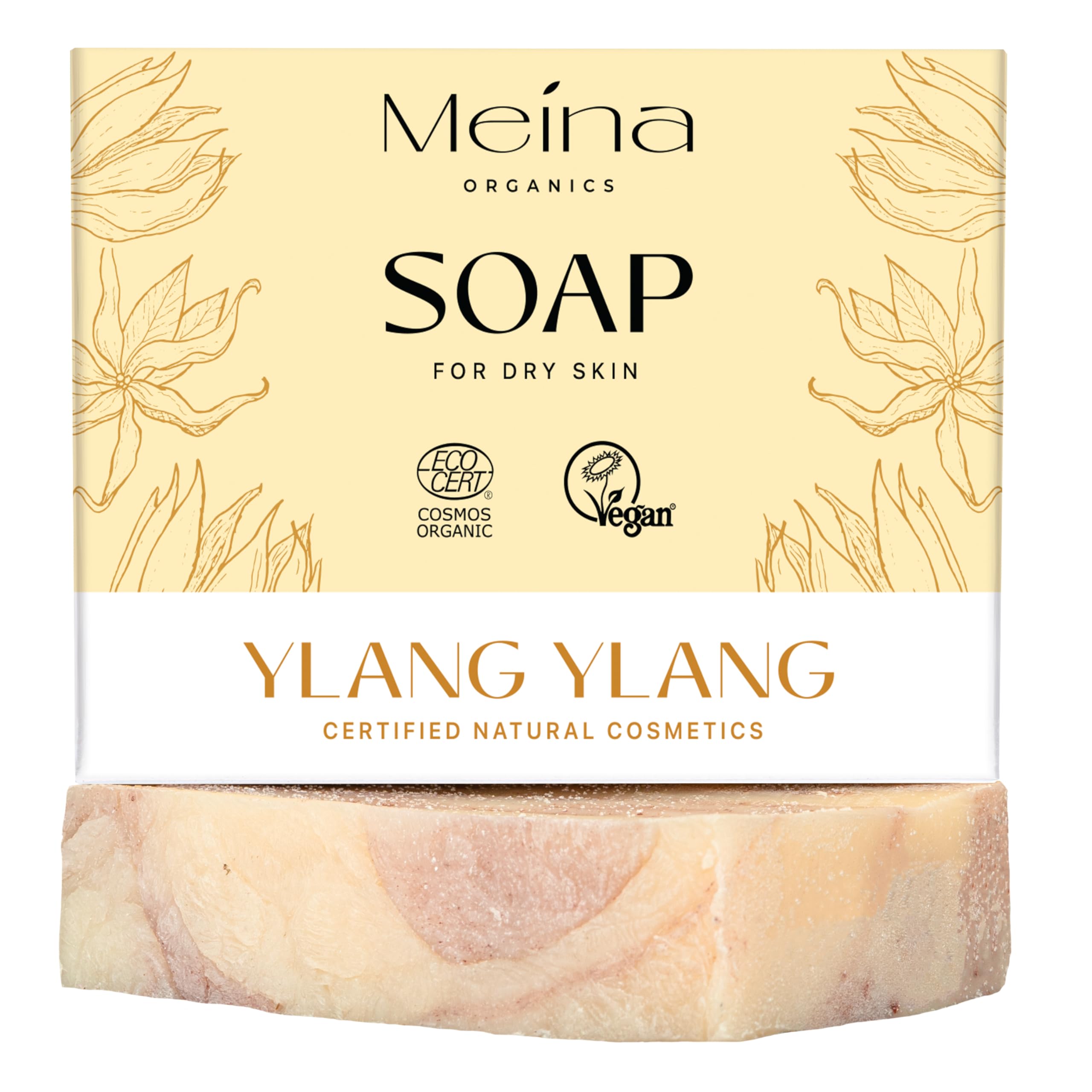 Meina Ylang Ylang Organic Soap Bar | Natural Vegan Soap for Dry Skin