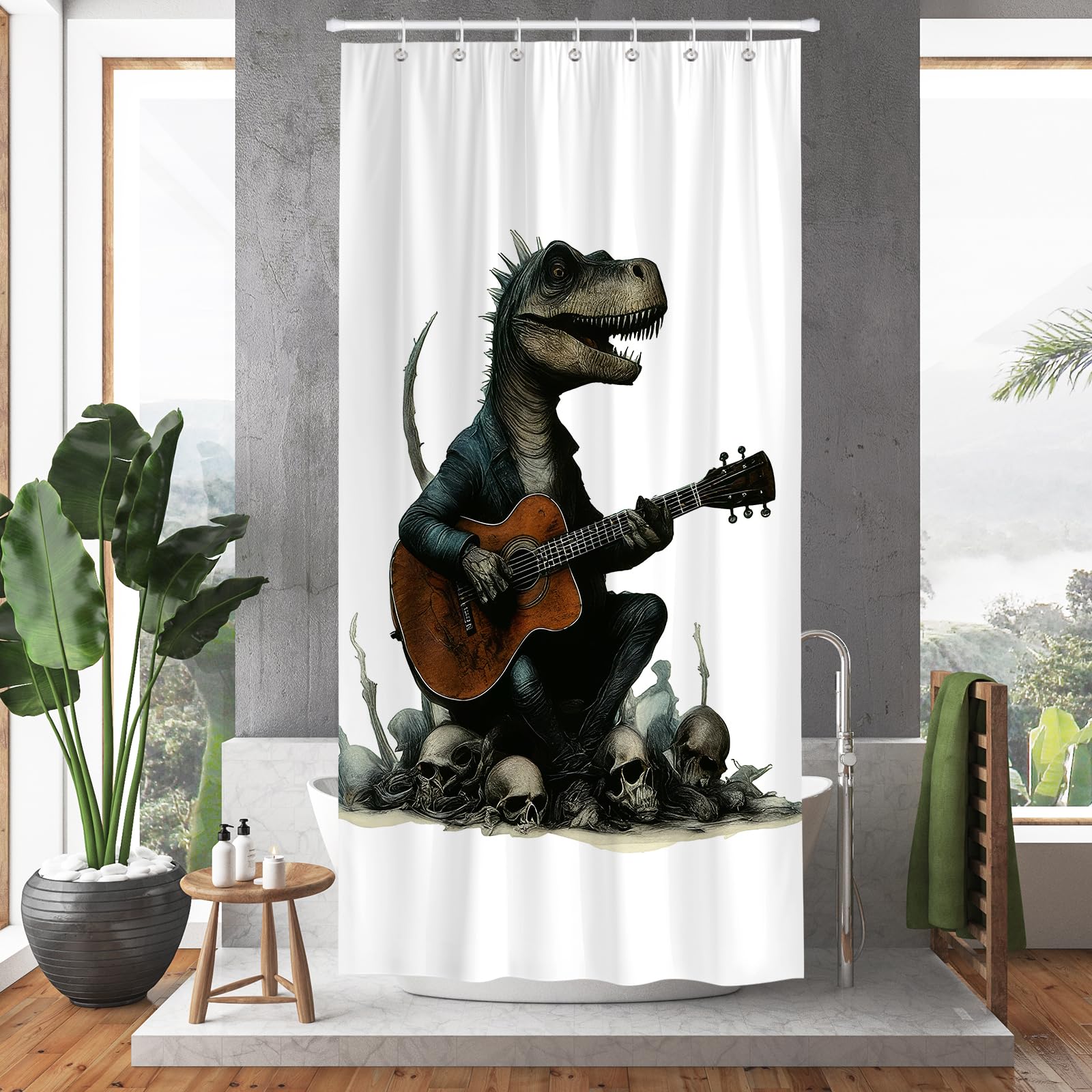 Hopomoon Dinosaur Shower Curtain | Waterproof Polyester Fabric, 180x90cm