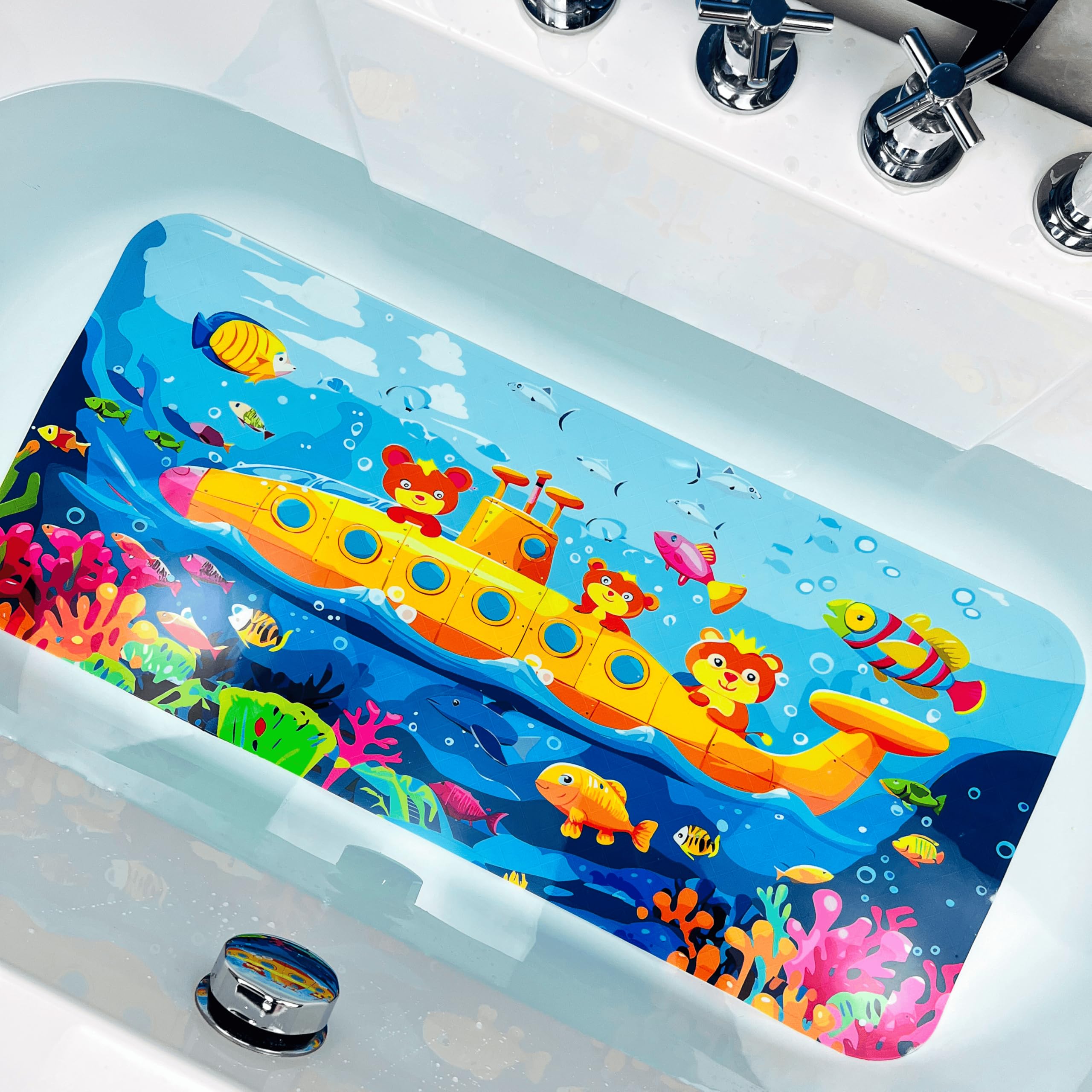 Jolof Store Kids Non-Slip Bathtub Mat – Submarine Cartoon Bath Mat