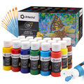 Artecho Acrylic Paint Set - 18 Colors, 2oz Bottles with 10 Brushes