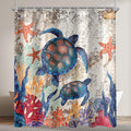 Lerores Turtle Starfish Shower Curtain – Anti-Mould Polyester, 180x200cm