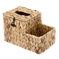 BSTKEY Water Hyacinth Square Tissue Box with Lid and Side Pocket Organizer
