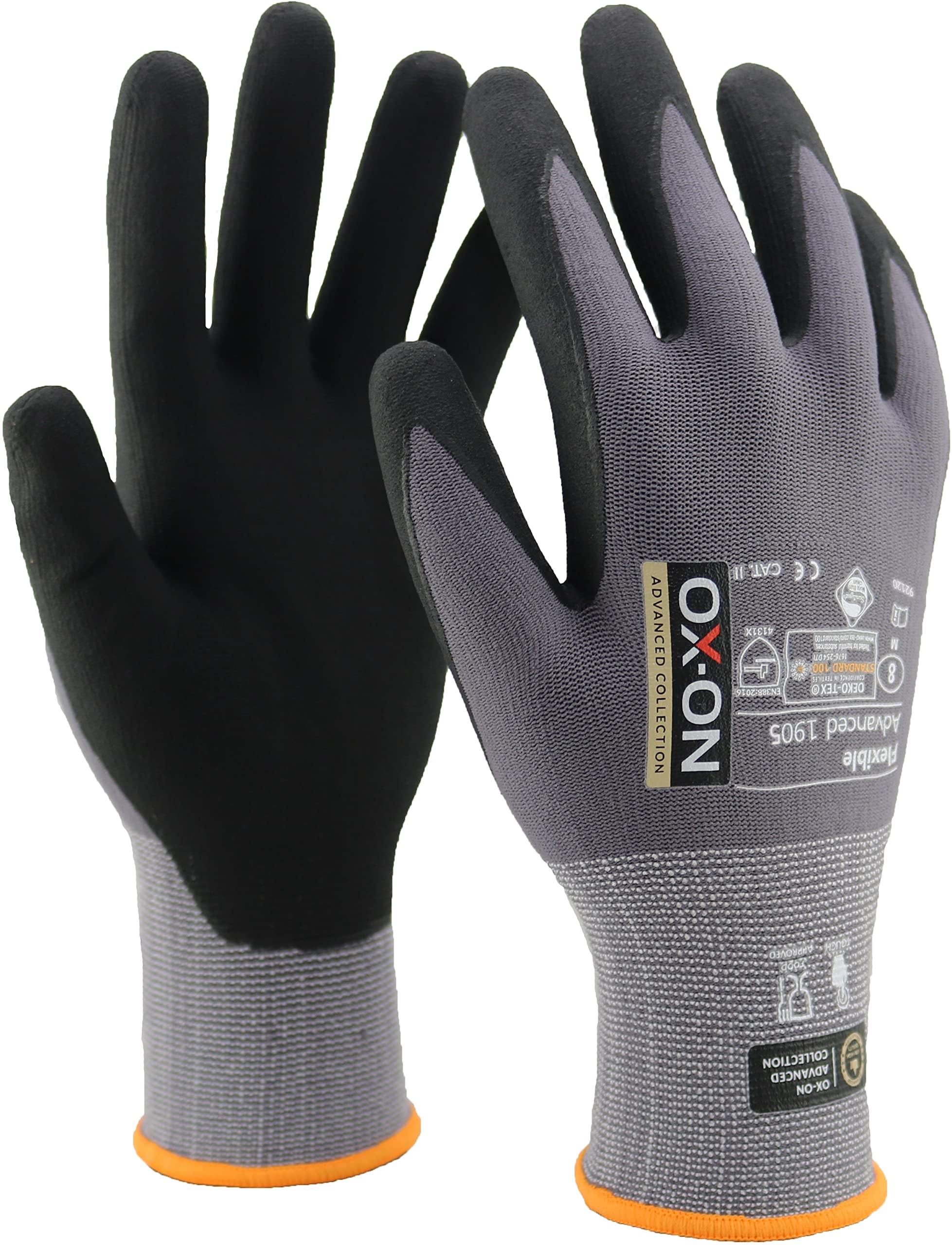OX-ON Flexible Advanced 1905 Nitrile Work Gloves – Touchscreen, Size 11