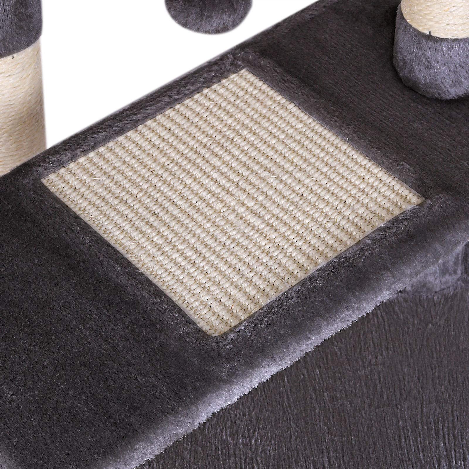 lionto Cat Tree with Sisal Scratching Post, Cave & Bed - Dark Grey, 75 cm