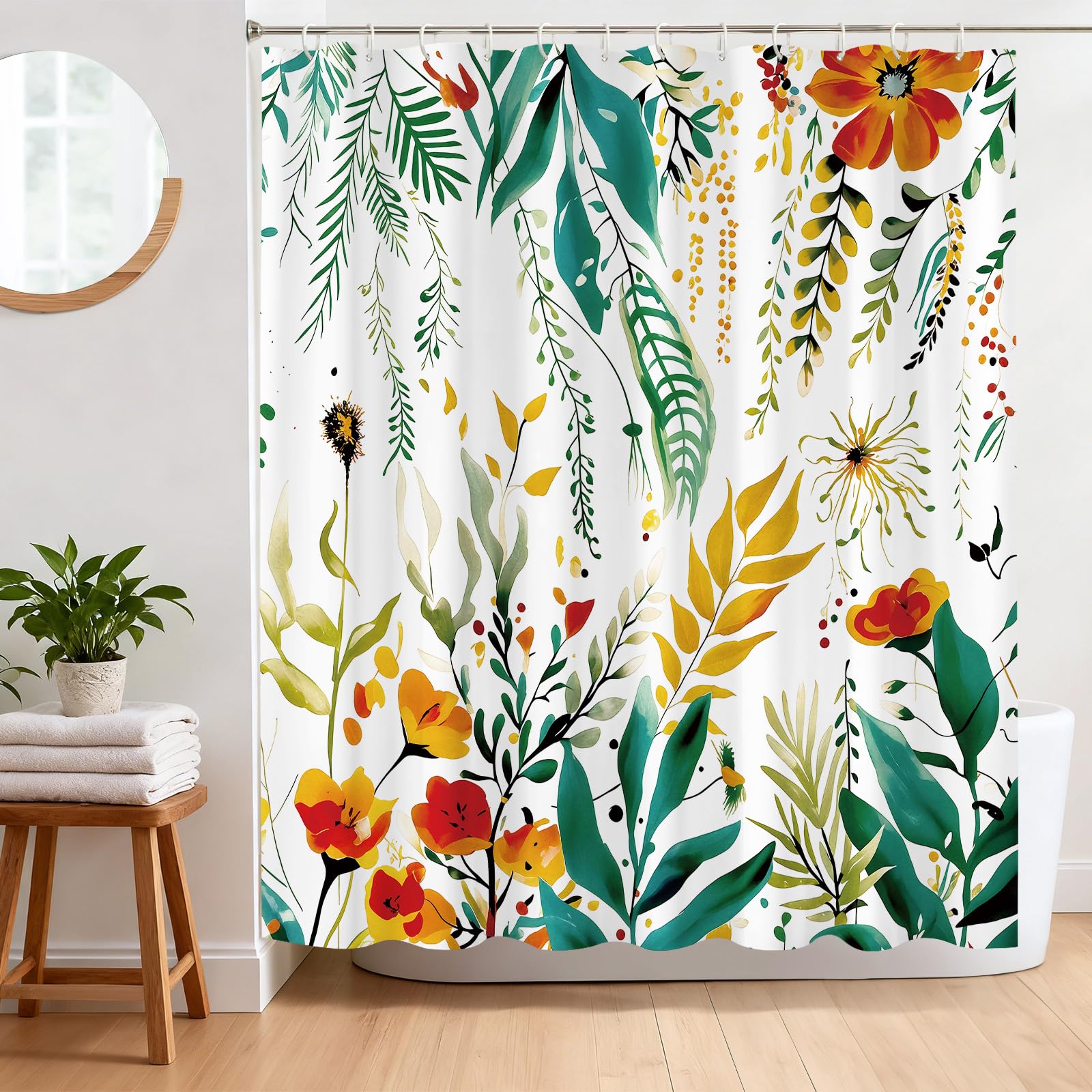 BREASOME Bohemian Floral Shower Curtain | Waterproof Polyester Fabric – 180x180cm