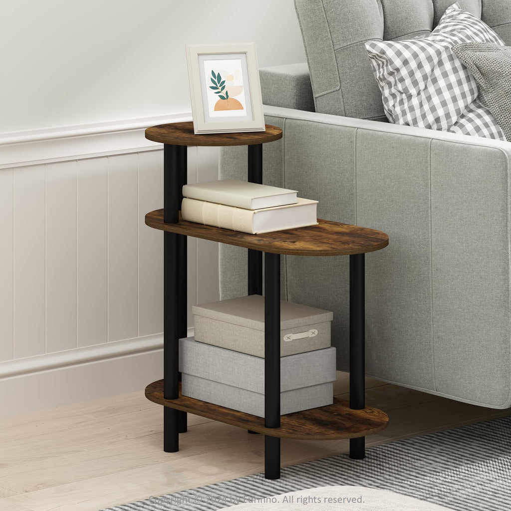 Furinno TURN-N-TUBE Side Table, 3-Tier Oval Sofa End Table with Open Shelf, Toolless Assembly Night Stand, Bedside Table, for Living Room, Bedroom - image 2