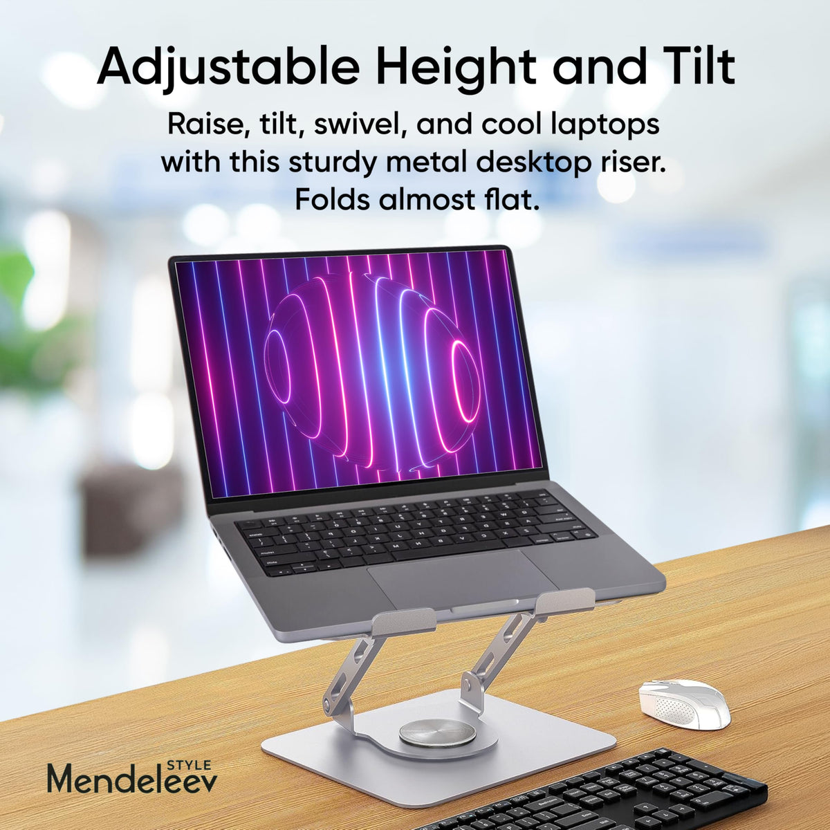 MENDELEEV STYLE Silver Laptop Stand for Desk with 360 Rotating Base Compatible with MacBook Pro/Air Notebook up to 16 Inches Computer Stand for - image 5
