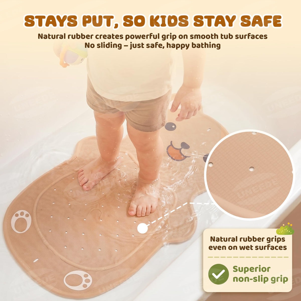 UNEEDE Baby Bath Mat Non Slip Anti Mould Natural Rubber - image 3