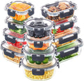 Skroam 12 Pack Glass Food Storage Containers | Airtight Meal Prep Set