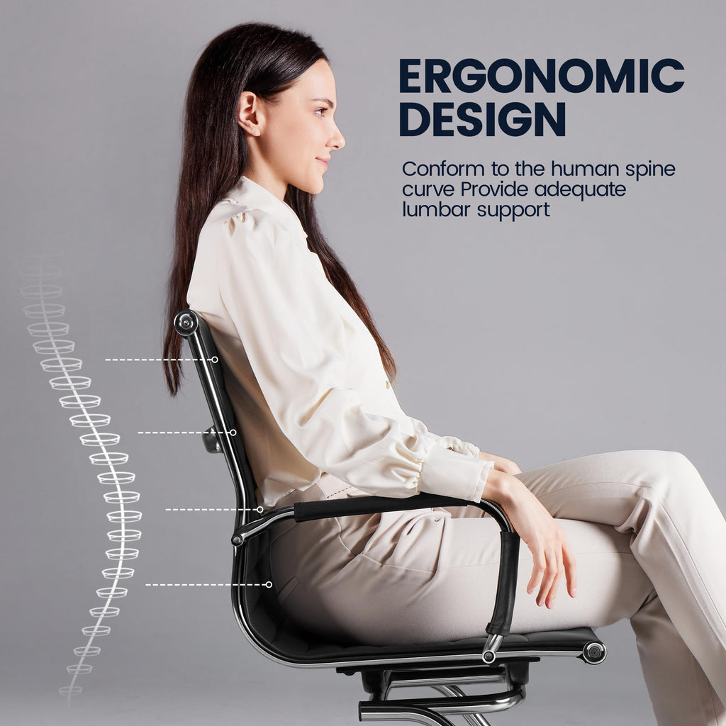 Yaheetech Faux Leather Dining Chair Ergonomic Office Chair, Black - image 4