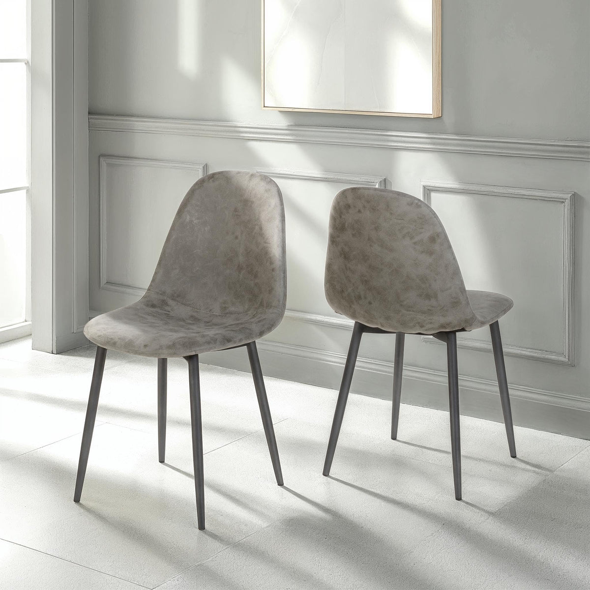Seconique Athens Dining Chair Set of 2 in Grey Pu - image 3