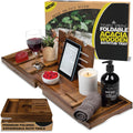 Temple Spring Acacia Wood Foldable Bath Tray – Luxury Bathtub Caddy