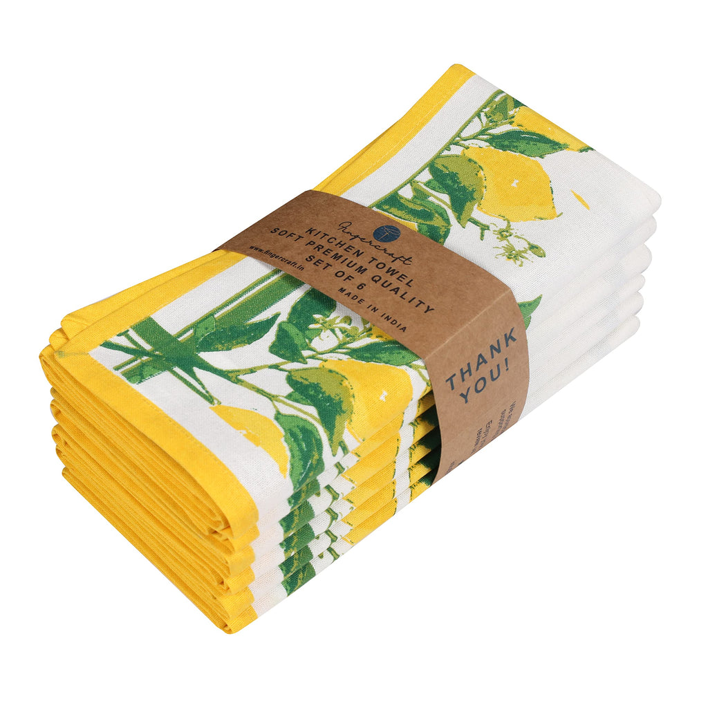 FINGERCRAFT Kitchen Dish Towels, 100% Natural Cotton, Set of 6 Multi-Purpose Kitchen Towels, Very Soft, Highly Absorbent - image 3