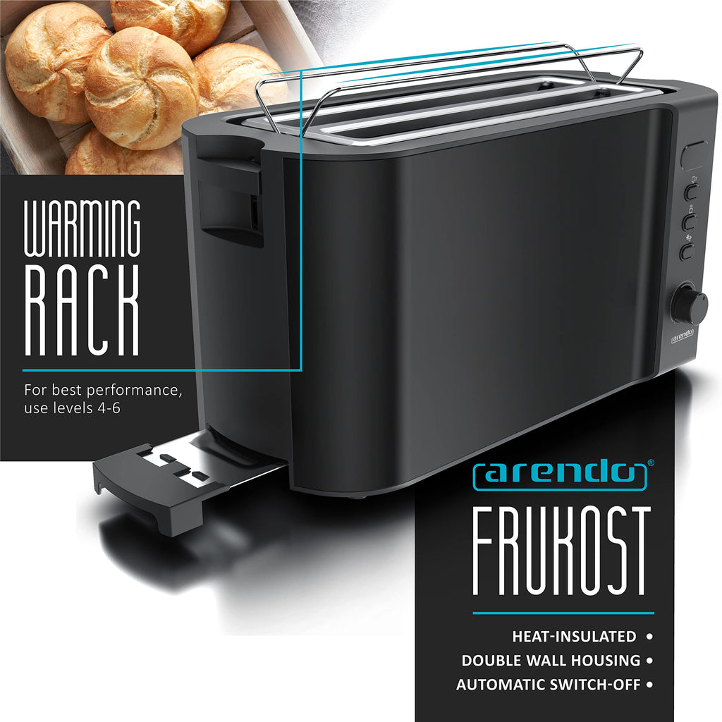 Arendo Frukost 4-Slice Long Slot Toaster | Stainless Steel with Timer
