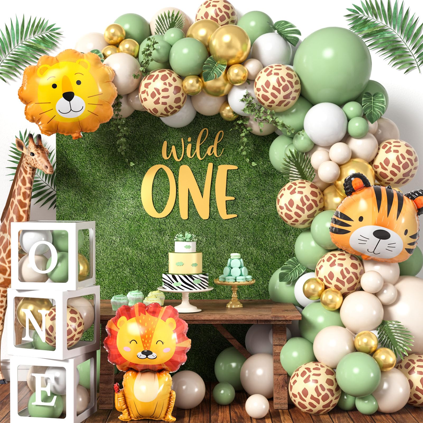 Jolof Store Safari 1st Birthday Wild One Balloon Arch Kit with Boxes