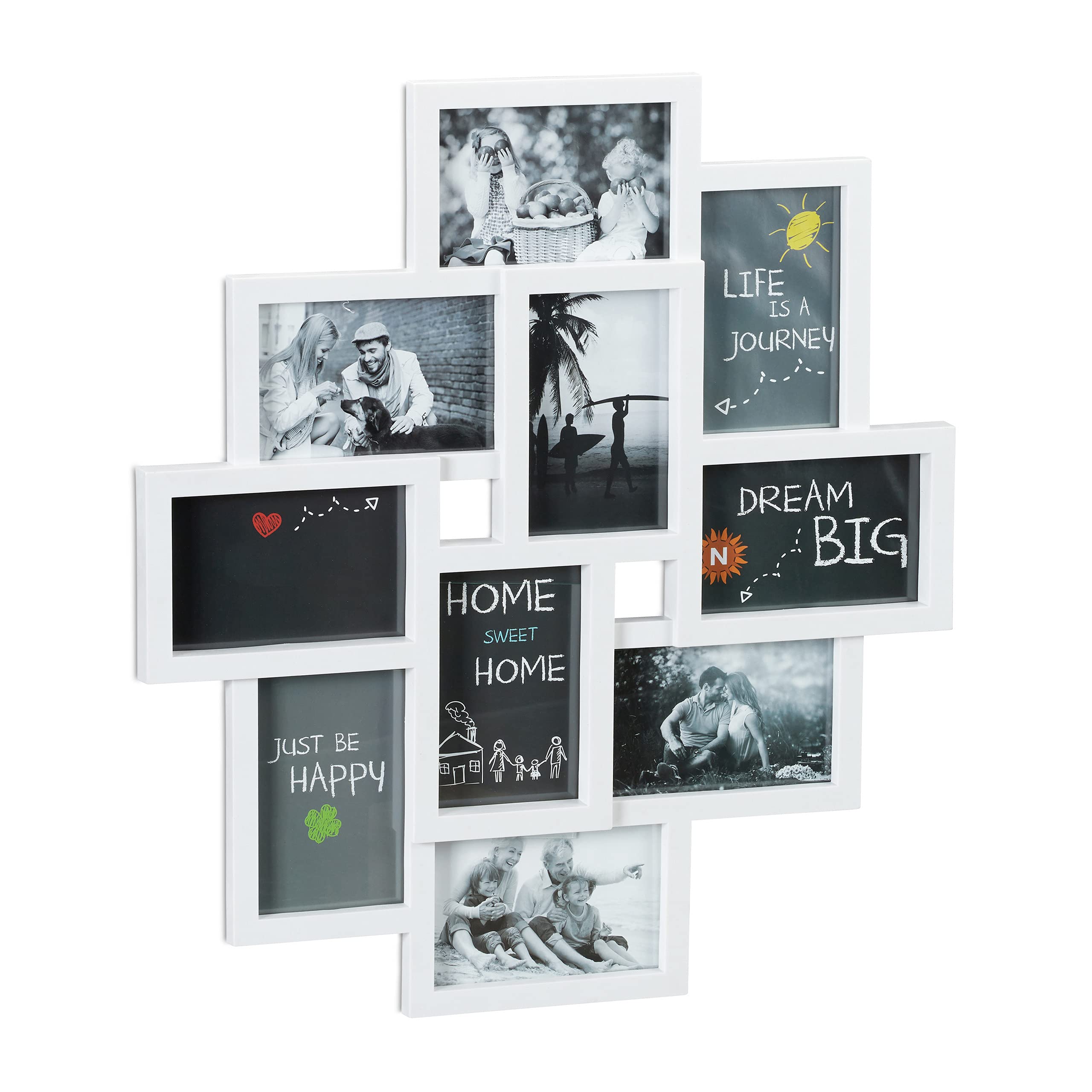 Relaxdays 10-Photo Collage Picture Frame | White Multi-Photo Wall Decor