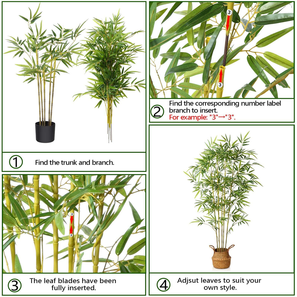 Kazeila 160cm Artificial Bamboo Tree | Tall Faux Plant with Pot & Basket