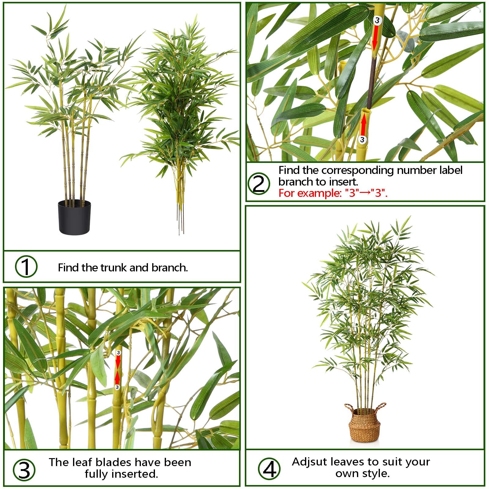 Kazeila 160cm Artificial Bamboo Tree | Tall Faux Plant with Pot & Basket