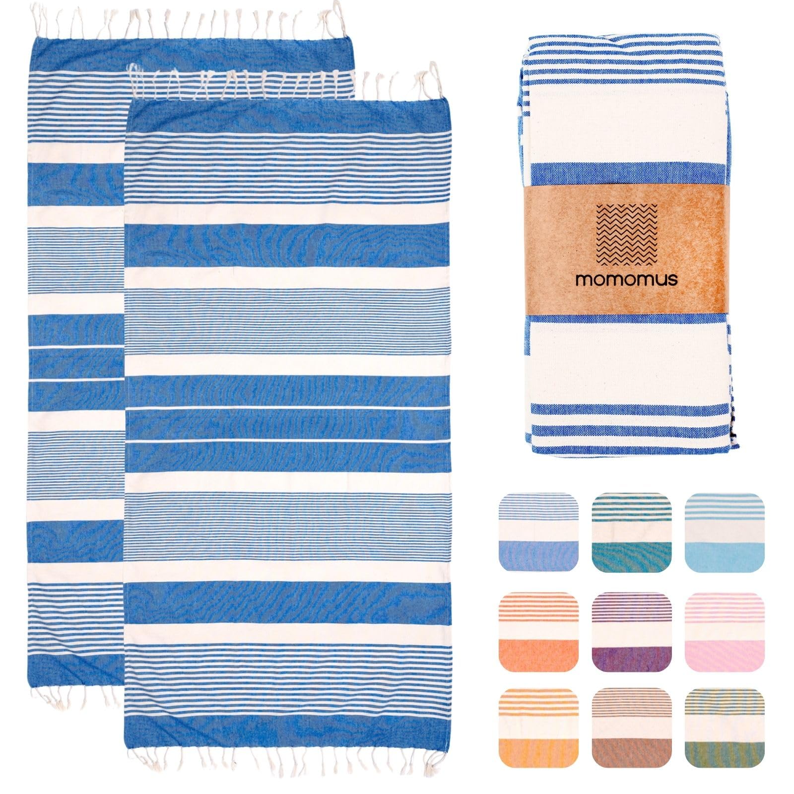 MOMOMUS 2-Pack XL Cotton Fouta Beach Towels - Beige 90x180cm