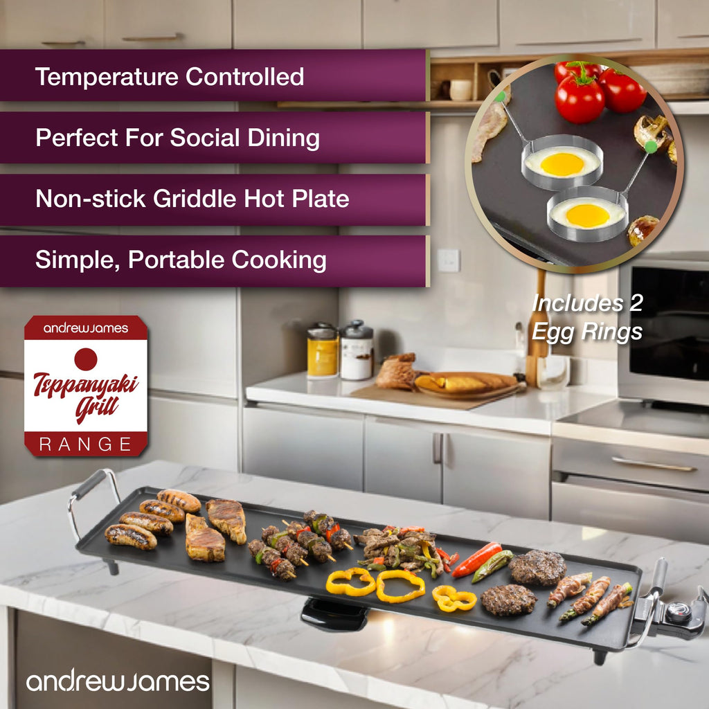Andrew James XXL Teppanyaki Electric Grill Plate | 88cm Non-Stick Griddle