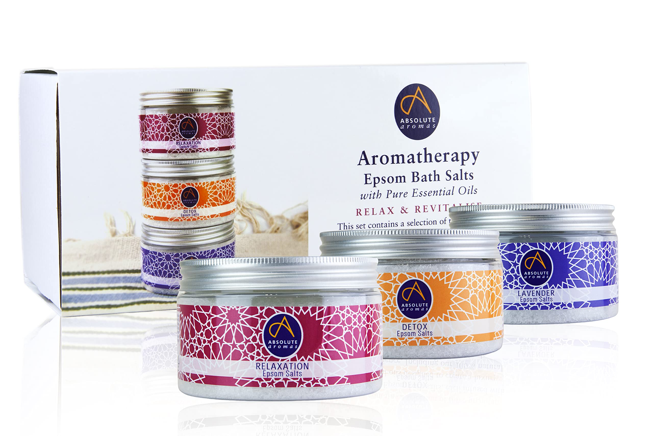 Absolute Aromas Epsom Bath Salts Gift Set – 3 x 300g Essential Oils
