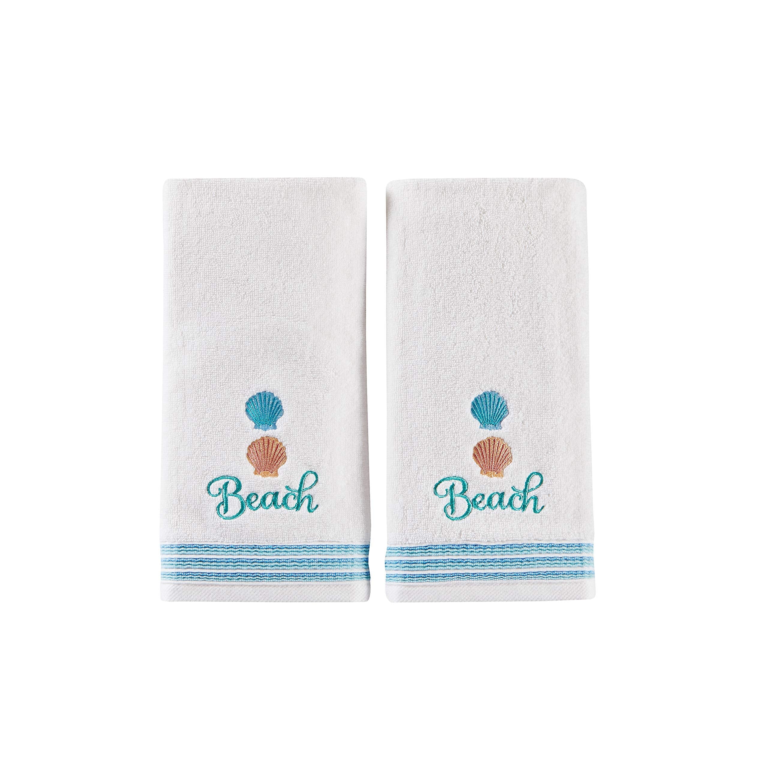SKL Home South Seas 2-Piece Cotton Hand Towel Set | White Beach Decor