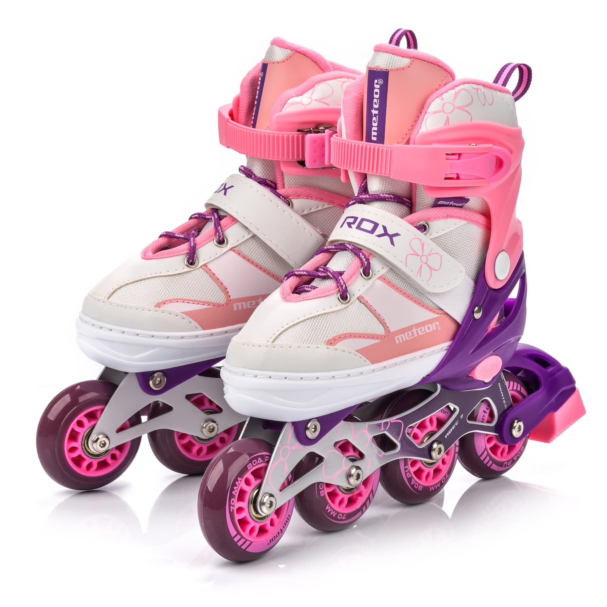 Meteor Kids Inline Skates – Adjustable Roller Blades with ABEC 7, Pink