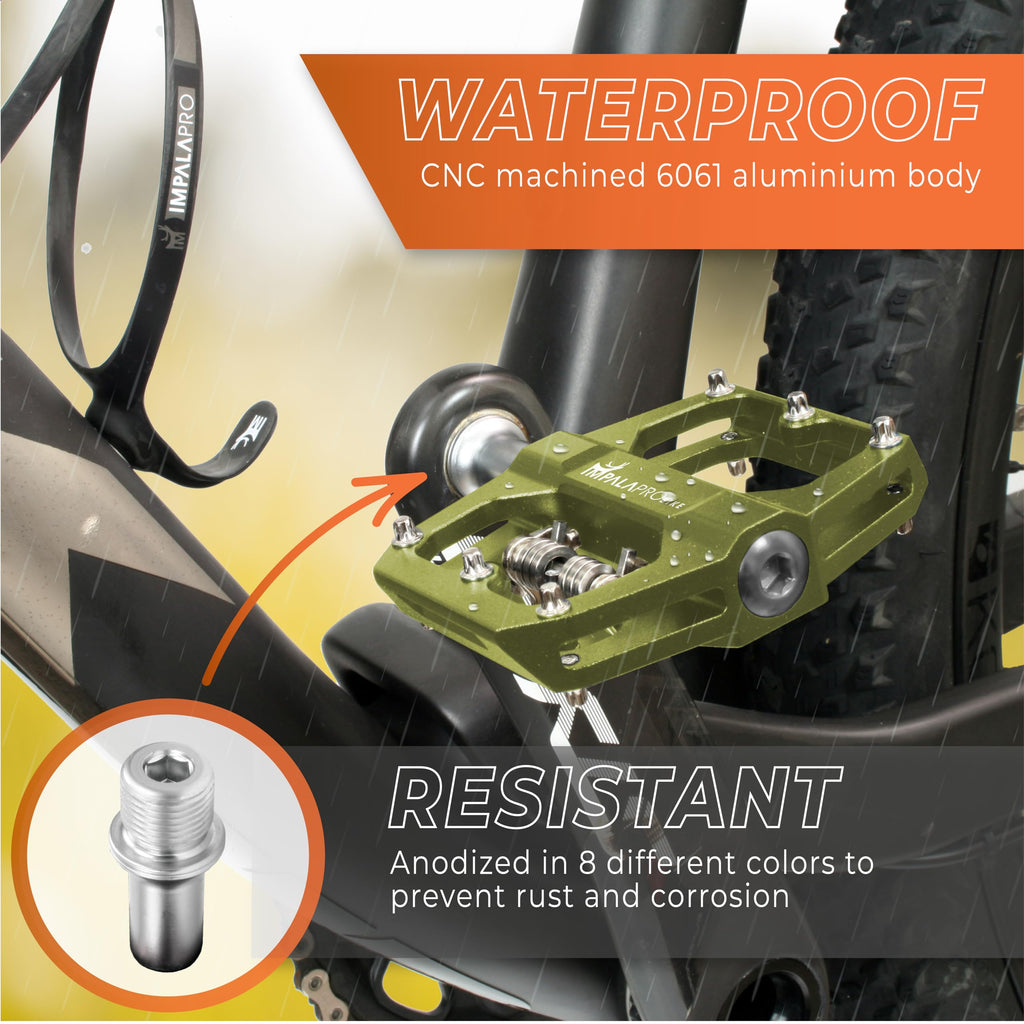 IMPALAPRO Dual Function MTB Pedals | Flat & SPD Clipless | 9/16" Yellow
